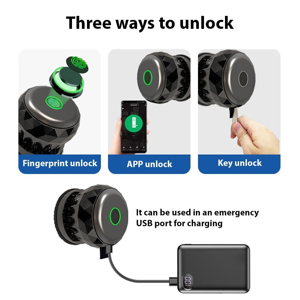 Swokely Swokely Smart Fingerprint Door Lock, Door Knob with App Smart Lock for Bedroom Door, Type-C Emergency Charging, Fingerprint Door Knob TY App Remote Operation for 35-55mm Office Home Bedroom Door