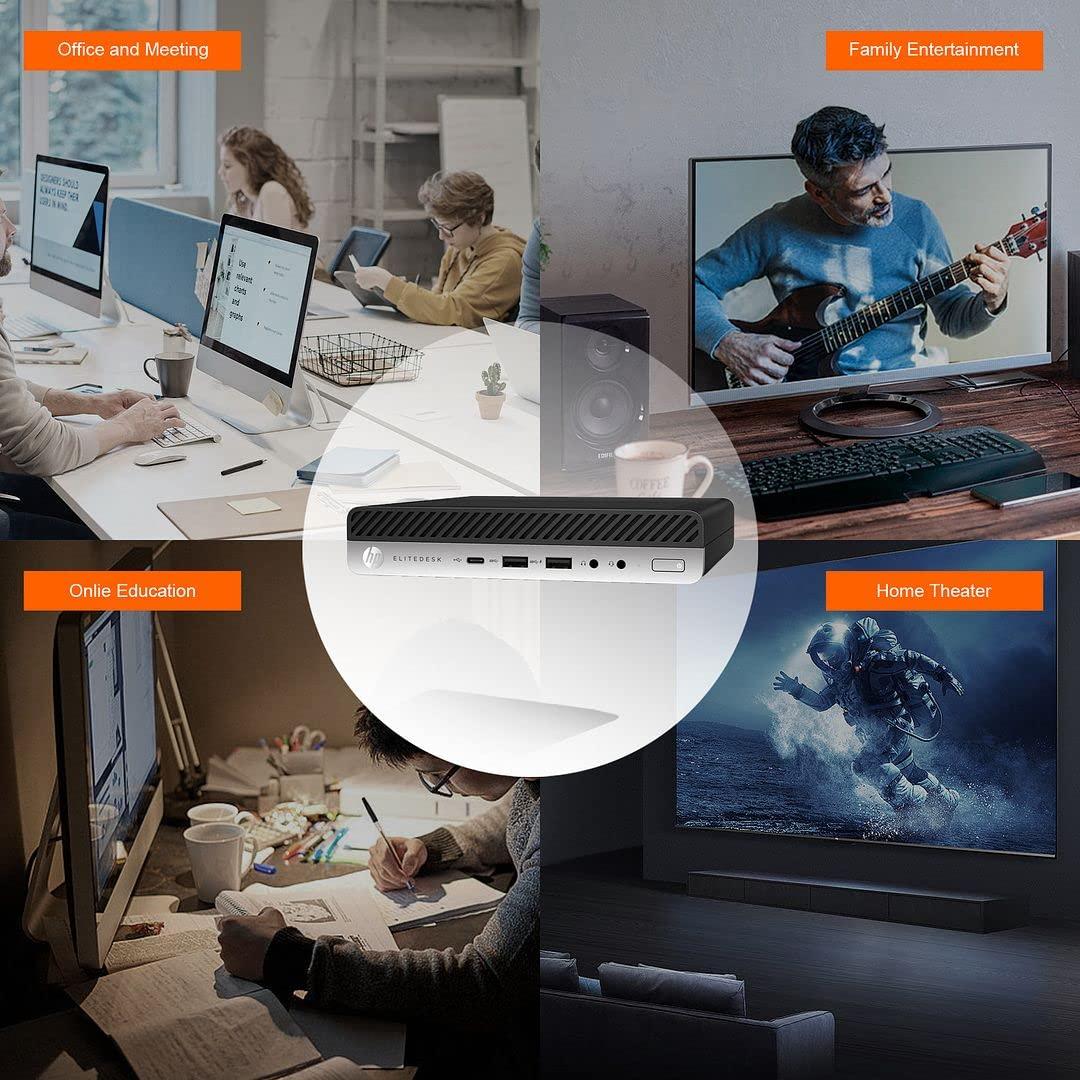 HP HP Micro PC EliteDesk 800 G4 Windows 11 Tiny Desktop,i7 Hexa-Core Mini Business Computers 16GB Ram 1TB NVMe M.2 SSD,WiFi,BT,HDMI,DP,USB-C,4K Support,Wireless K&M + TJJ Mouse PAD(Renewed)