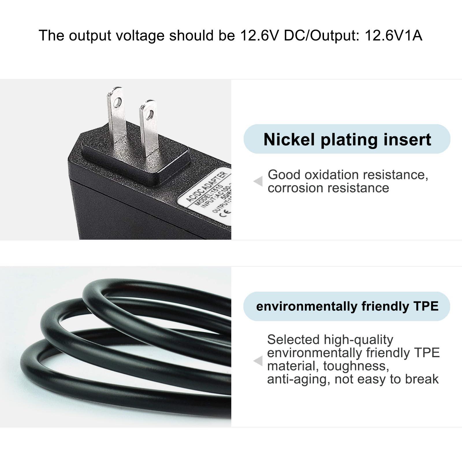 STQYKJ 12.6V 0.5A 1A DC Massage Gun Power Adapter Compatible with Cholas KZD02, Tyiaus, Jam Gym, Helices, Headnote, Fantasy, ORIbox, Olski, Fylina, Valano J01, Sylphim,Neprock,Aquapro Charger Power Cord