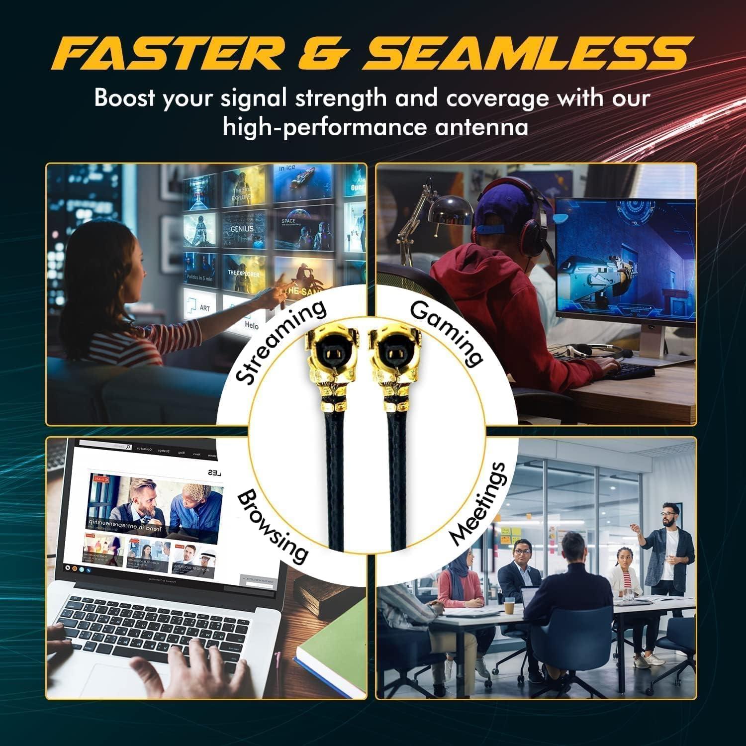 HighZer0 Electronics WiFi Antenna for PC, Laptop, Desktop & Motherboard | 2.4GHz/5GHz/6GHz | 1st Generation U.FL (Compatible with MHF1) Connectors on Mini PCIe Wi-Fi Cards | 2-Pack 30cm (12in)