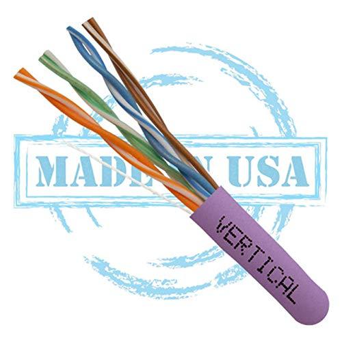 VC VERTICAL CABLE Vertical Cable CAT6, 550 MHz, UTP, 23AWG, 8C Solid Bare Copper, Plenum, 1000ft, Bulk Ethernet Cable - Made in USA, Purple