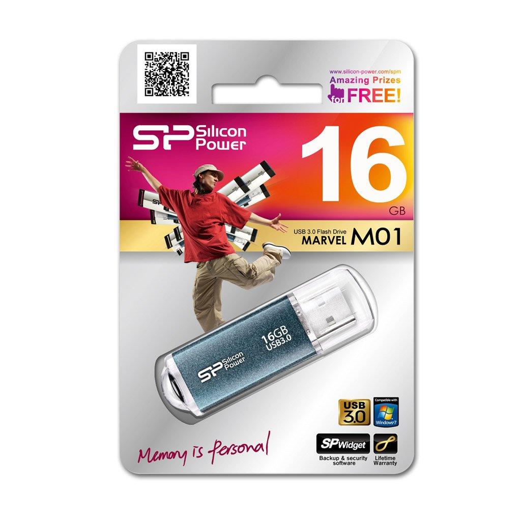 SP Silicon Power Silicon Power Marvel M01 USB 3.0 16 GB Flash Drive SP016GBUF3M01V1B - ICY Blue