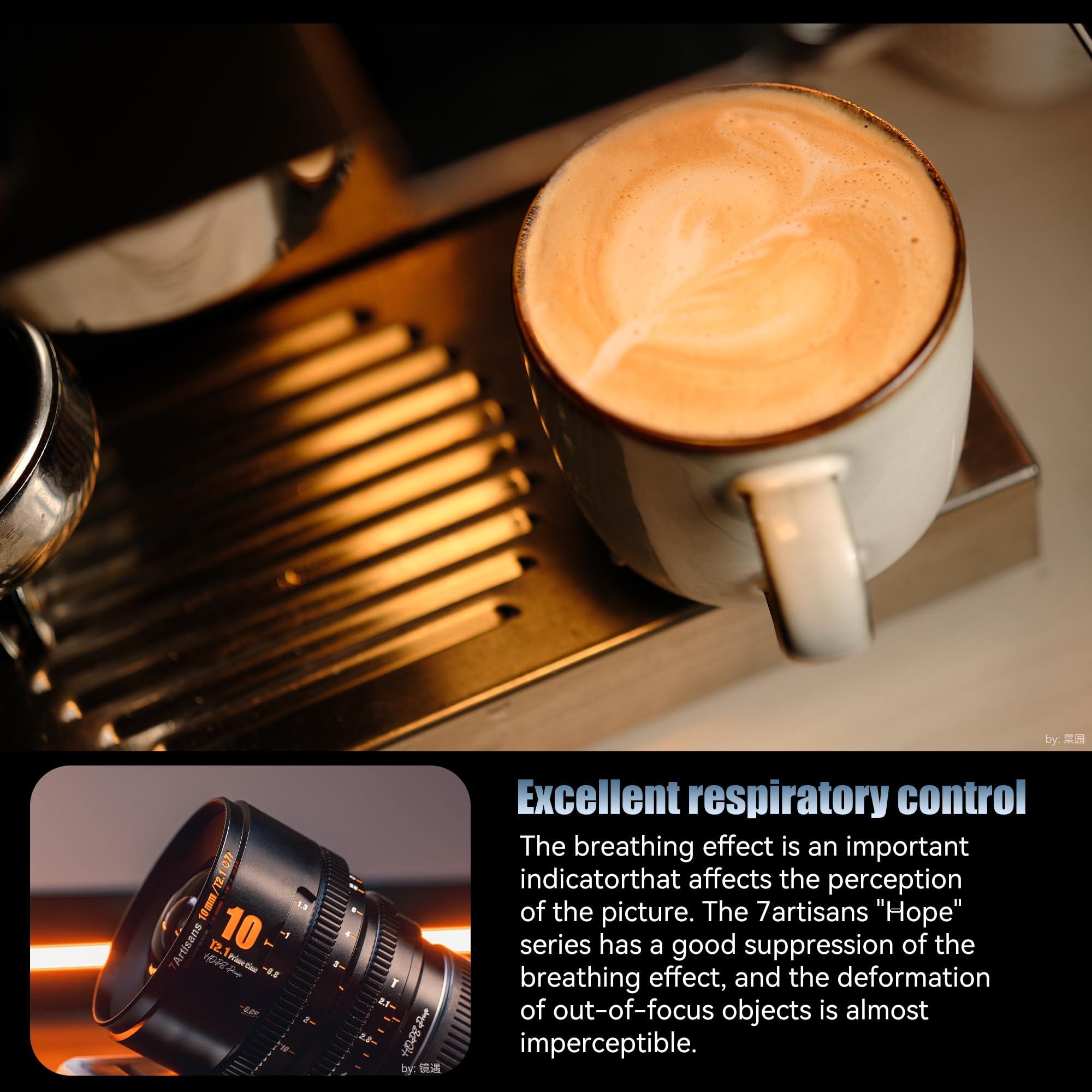 7artisans 7artisans 10mm T2.1 Hope Series Professional Cine Lens S35 Frame Mirrorless Cameras Lens Compatible for Macro 4/3 Mount,MFT Mount/LUMIX GH5LL/LUMIX GH5S/Z CAM/LUMIX GH6/BMPCC4K/DC-BGH1(Black)