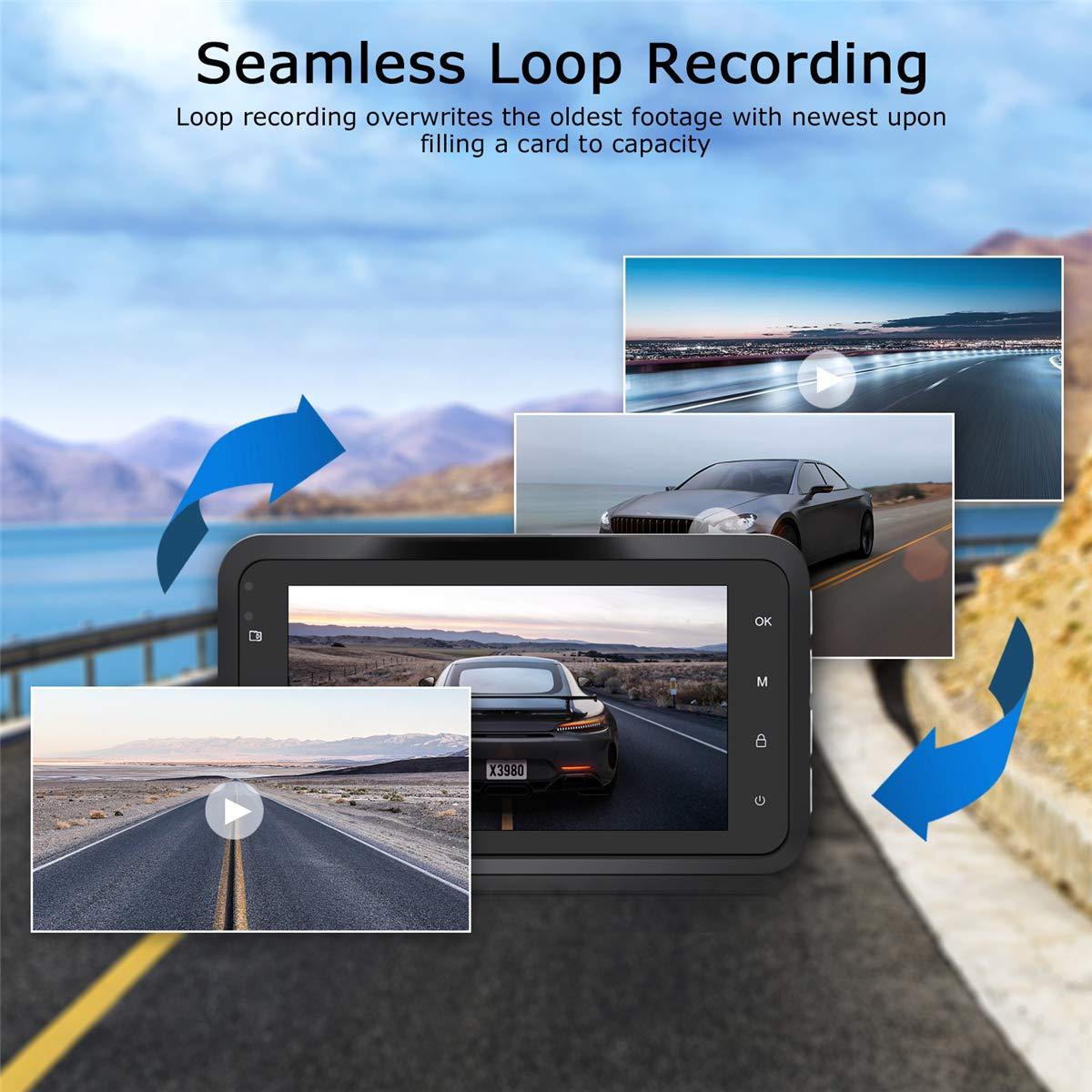 ORSKEY ORSKEY Dash Cam Front and Rear 1080P Full HD Dual Dash Camera in Car Camera Dashboard Camera Dashcam for Cars 170 Wide Angle with 3.0" LCD Display Night Vision and G-Sensor2024