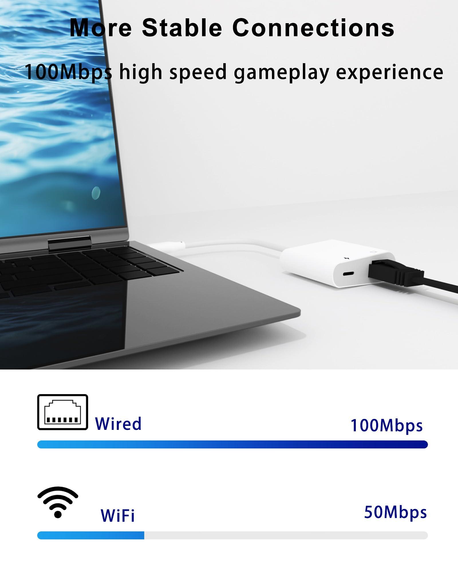 RICHUPON Lightning to Ethernet Adapter with Charging[Apple MFi Certified] RJ45 to Lightning Ethernet LAN Network Adapter, Compatible with iPhone 14 13 12 11/iPadSupports 100Mbps High Speed Ethernet Network