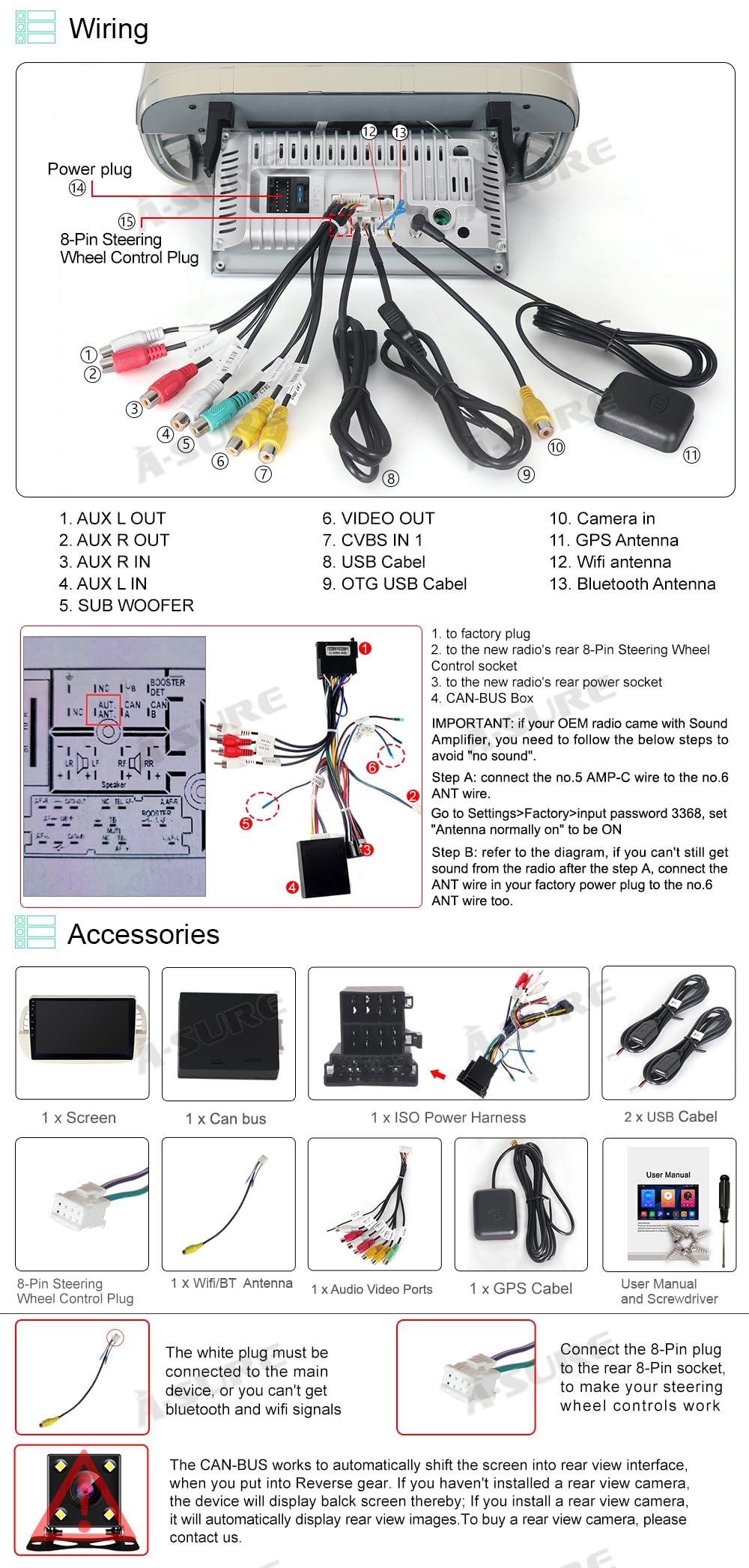ASURE ASURE 9 inch Car Stereo Radio Upgrade for Fiat 500 500C 2007-2015 White,8Core 4G+64G Android System Car in-Dash GPS Navigation Unit with Carplay Android Auto,1280x720 Touchscreen Multimedia Player