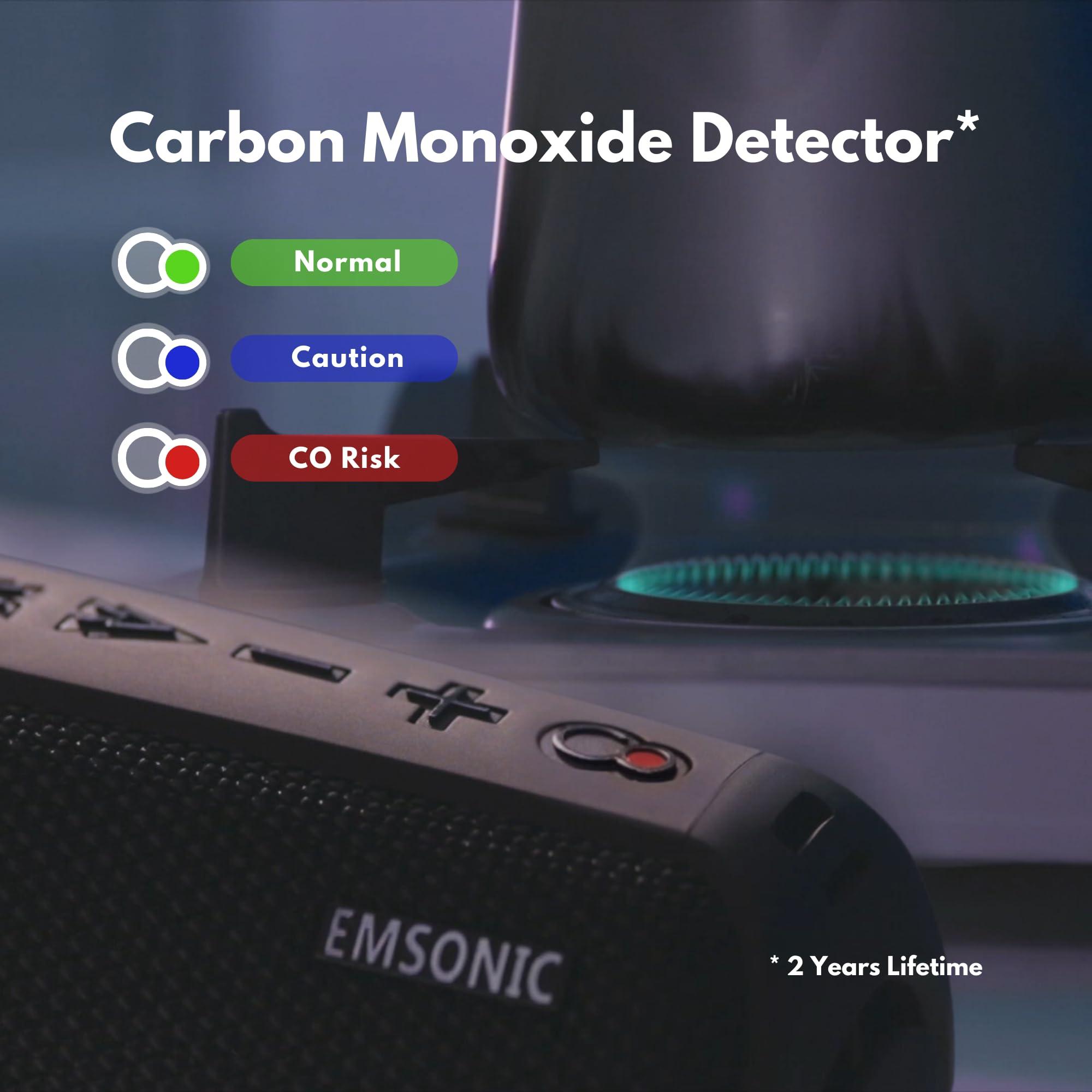 Emsonic Saver By Emsonic - Portable Bluetooth Speaker, Waterproof Speaker with Carbon Monoxide Detector & FM Radio - 24-Hour Playtime, 40W Powerfull Sound & Deep Bass - Orange