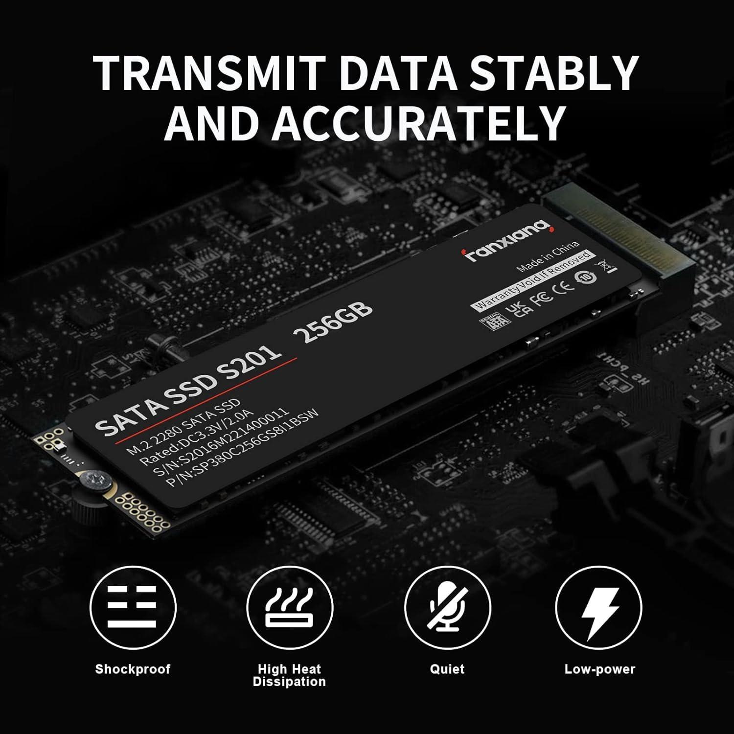 fanxiang fanxiang S201 512GB M.2 SSD 2280 SATA III 6Gb/s Internal Solid State Drive, SLC Cache for Speed Boost, Read Speed up to 550MB/sec, Compatible with Laptop and PC Desktops(Black)