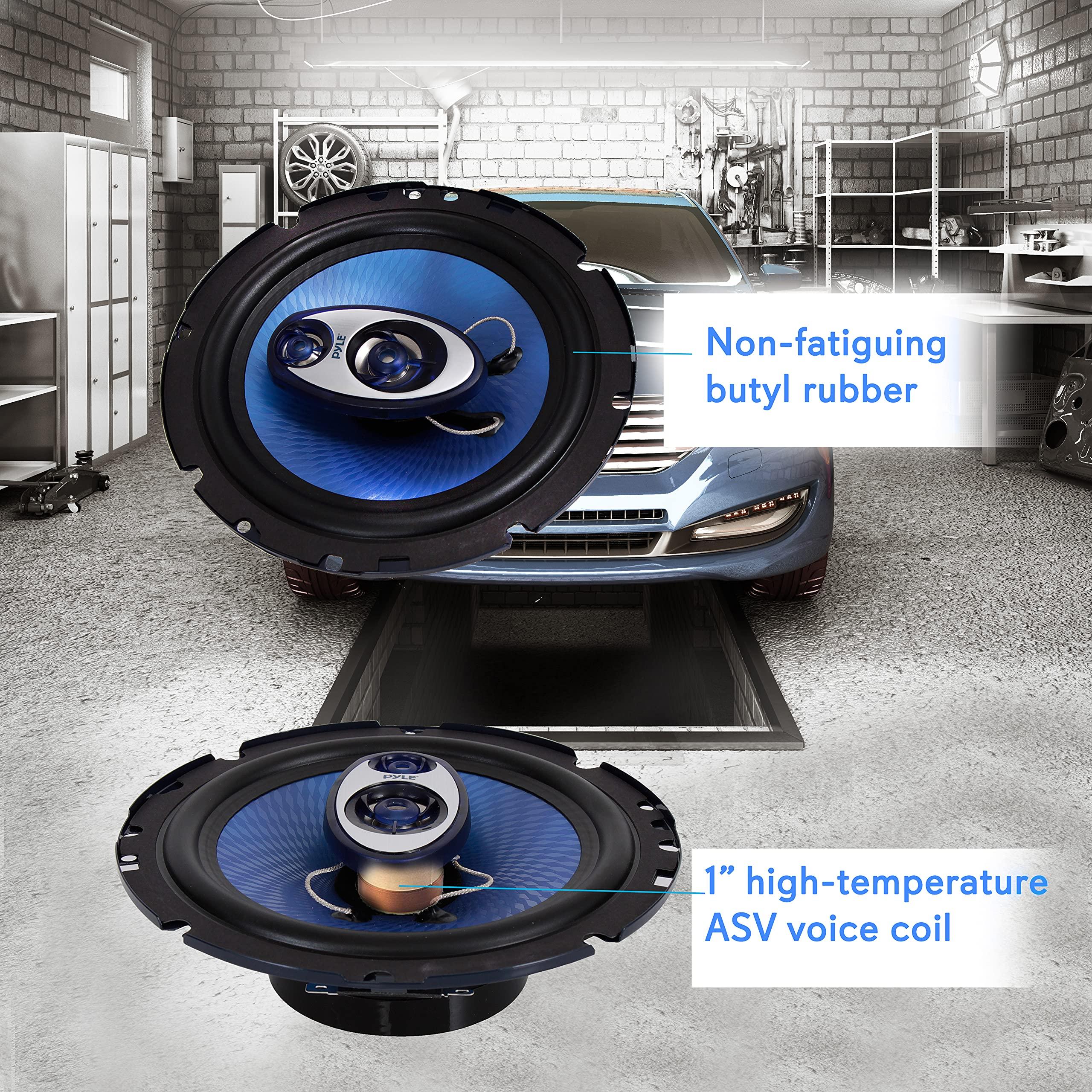 Pyle Pyle 6x9/7x10 Car Speakers 4-Way Quadriaxial Full Range Sound Audio - Blue Pair | Pyle 6.5" Three-Way Sound Speaker System - 360W Power Handling, Blue