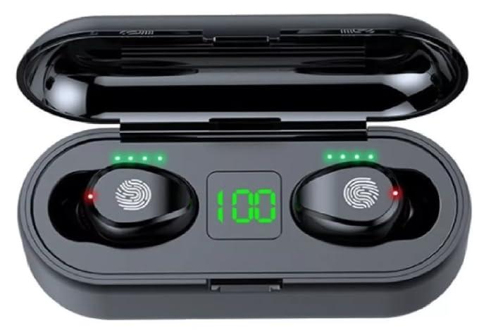 DirectNine Basics DirectNine Basics Touch Control Wireless Bluetooth Earphones, Mini F9 5.0 TWS IPX5 Waterproof Touch Wireless, Mini Stealth Sports Headphones, Bluetooth Earbuds with Mic, USB Charging Case, Dual Connect, Black