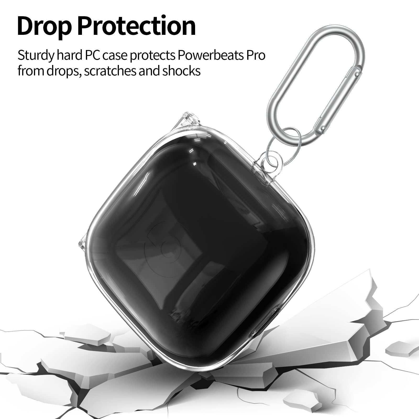 Filoto Powerbeats Pro Case Cover, Filoto Hard Case for Powerbeats Pro Wireless Earbuds Full Body Shockproof Protective Charging Case Skin with Keychain Accessories for Men Women,Clear