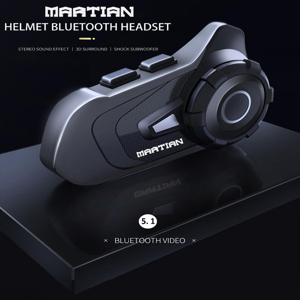 Martian Martian Motocycle Helmet Bluetooth Headset Wireless IP67 Waterproof Moto Biking & Skiiing/BT-S2 /1000M Intercom/2 in 1 Microphone/2 Riders Intercom/