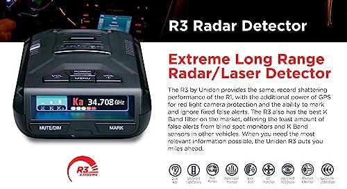 Uniden Uniden R3 EXTREME LONG RANGE Laser/Radar Detector, Record Shattering Performance, Built-in GPS w/ Mute Memory, Voice Alerts, Red Light & Speed Camera Alerts, Multi-Color OLED Display , Black