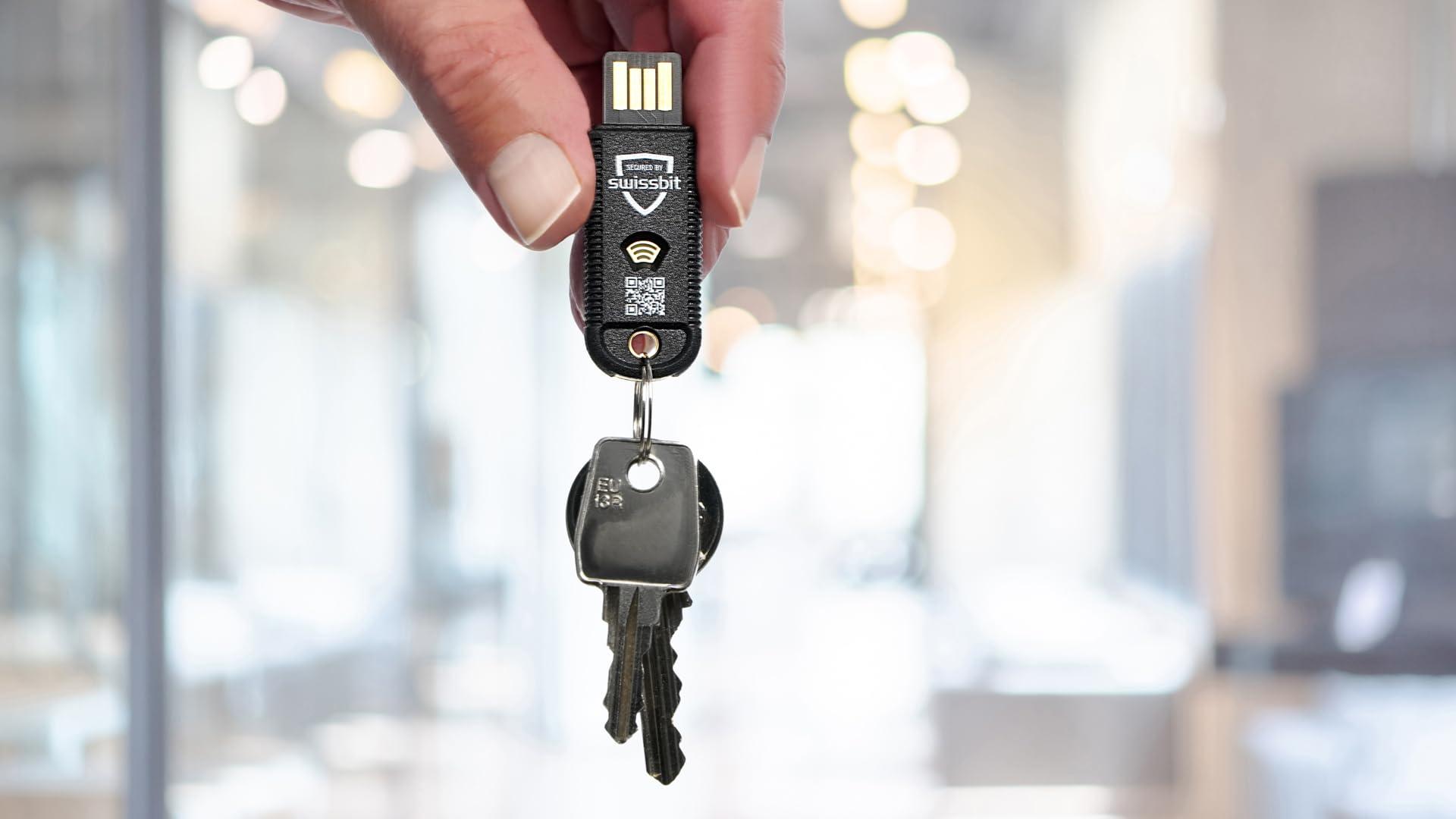 Swissbit Swissbit - iShield Key Pro Security Key, Hardware Authenticator, USB and NFC Connection, FIDO2 Certified, U2F, HOTP, TOTP, PIV, 2FA, Black, (1pc) (iShield Key Pro USB-A/NFC)