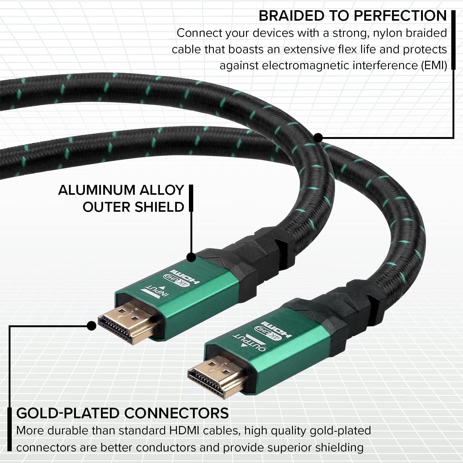 Ritz Gear Ritz Gear 4K HDMI 2.0 Cable 4 ft. [3 Pack] 18 Gbps Ultra High Speed Braided Nylon Cord & Gold Connectors - 4K@60Hz/UHD/3D/2160p/1080p/ARC & Ethernet. Compatible with UHD TV/Monitor/PC/PS5/Xbox