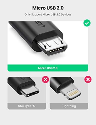 UGREEN UGREEN Micro USB 2.0 OTG Cable On The Go Adapter Male Micro USB to Female USB Compatible with Samsung S7 S6 Edge S4 S3 LG G4 Controller Android Windows Smartphone Tablets 4 Inch Black