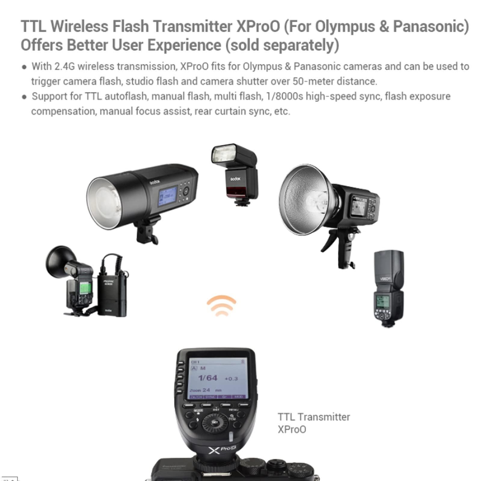 GODOX Godox V350O TTL Flash for Olympus Panasonic GN36 1/8000s HSS Camera Flash w/ 2000mAH Battery 500 Times Full Power Flash 0.1s-1.7s Recycle Time for Olympus Panasonic Camera (V350-O)