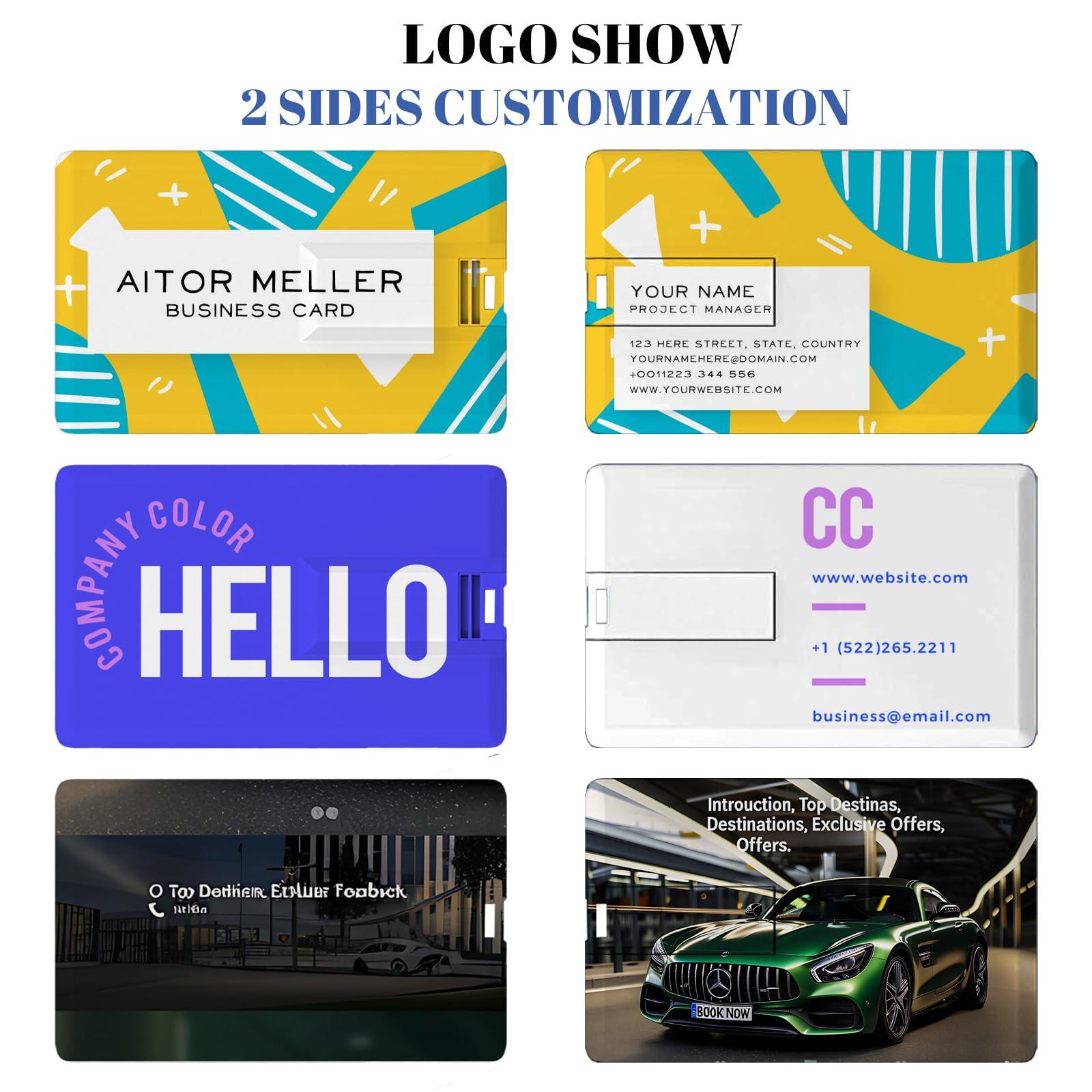 FEWINA Card Shape Custom USB Flash Drive 32GB 25 Pack Customized Thumb Drive Credit Card Shape Customizable USB Drive Logo Print FEWINA Branding with Personalized USB Stick