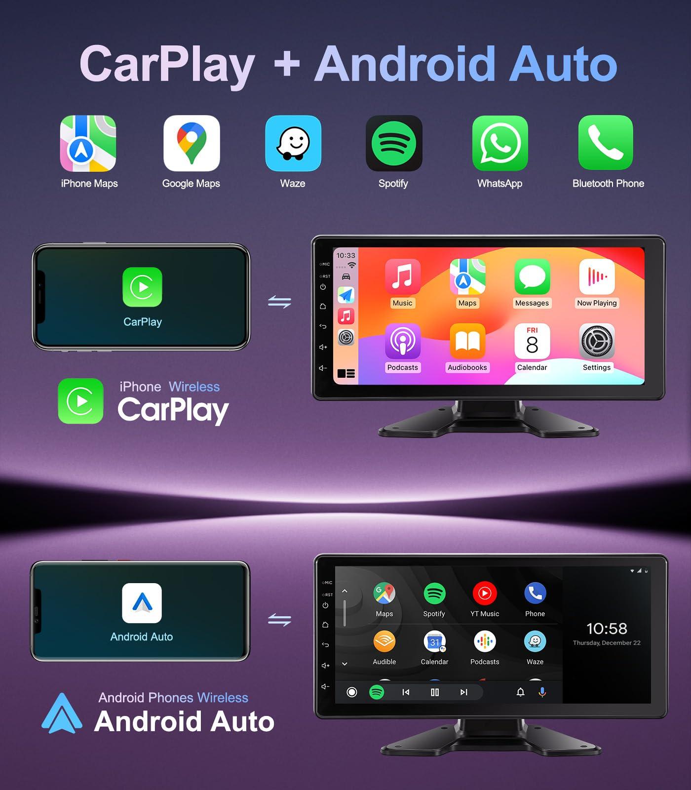 Seventour 6-Channel 1080P Dash Cam Backup Camera System with 10.33 Inch Touch Screen Parking Monitor, Back Up Camera Car Radio for RV/Truck/Trailer/Van/SUV/Cars,Wireless Carplay/Android Auto/WiFi/Bluetooth/FM