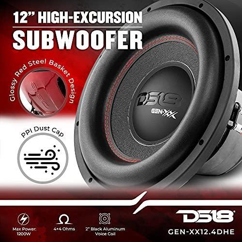 DS18 DS18 GEN-XX12.4DHE 12" High Excursion Car Subwoofer 1000 Watts Max Dual Voice Coil 4+4 Ohms (1 Speaker)
