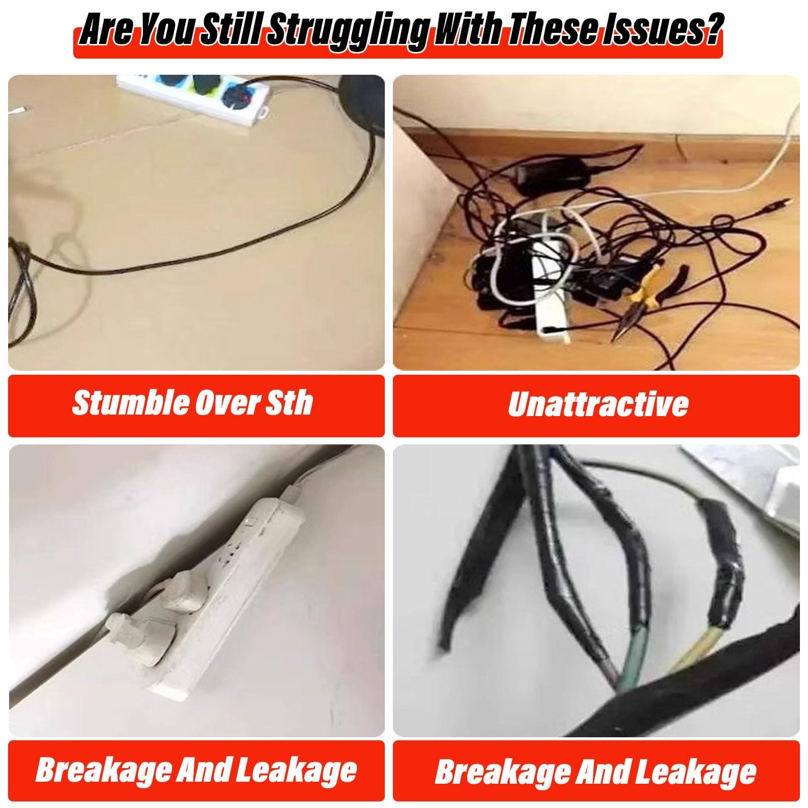 SUNULAN Cable Trunking,Wood-Effect Half round Cable Raceway,Self-Adhesive Backing Paintable Cable Trunking,Cable Concealer Management/Black-20Mm(79/100In)(Red 20Mm(79/100In))