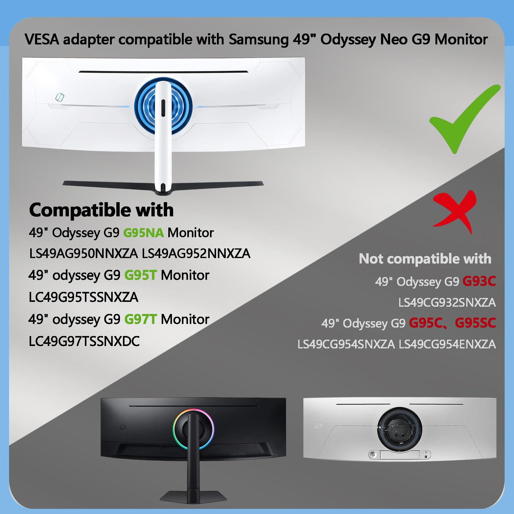 Tjweiqing Odyssey G9 Wall Mount Adapter Bracket is Only Compatible with Samsung 49 Neo Odyssey G9 Curved Monitor (Fits G95T, G97T, G95NA Monitor)