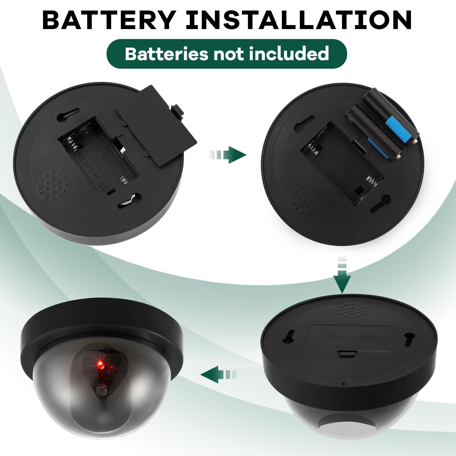 Kanayu Kanayu 8 Pack Dummy Fake Camera CCTV Dome Fake Security Camera with Flashing Red LED Light Wireless Surveillance Dummy Cameras for Outside Decoy Camera with Screws Tape for Indoor Outdoor Home (Black)