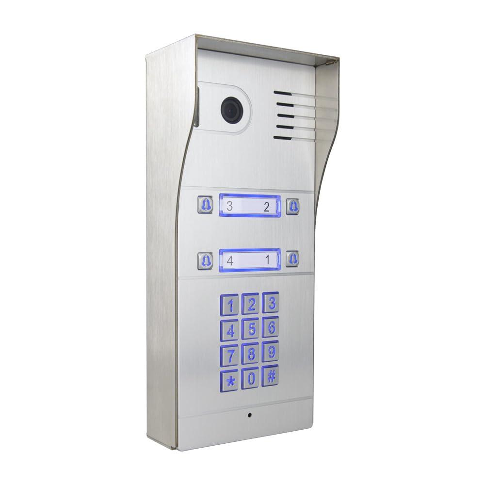 GBF GBF Smart Full IP Video Door Station/Smart Video Intercom System for 4 Unit Apartment (GBF-PL963PM4U-POE)- 1080P Camera, Built in POE, Control Two Locks remotely, Smart Keypad