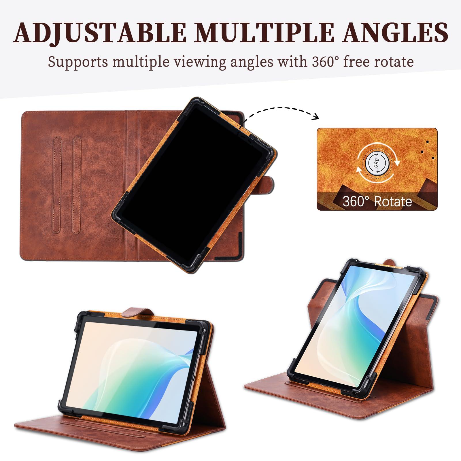 bojioderf Case for Blackview Mega 1 11.5-Inch Tablet Case 360 Degree Rotation Multi-Viewing Angels PU Leather Stand Folio Cover Brown
