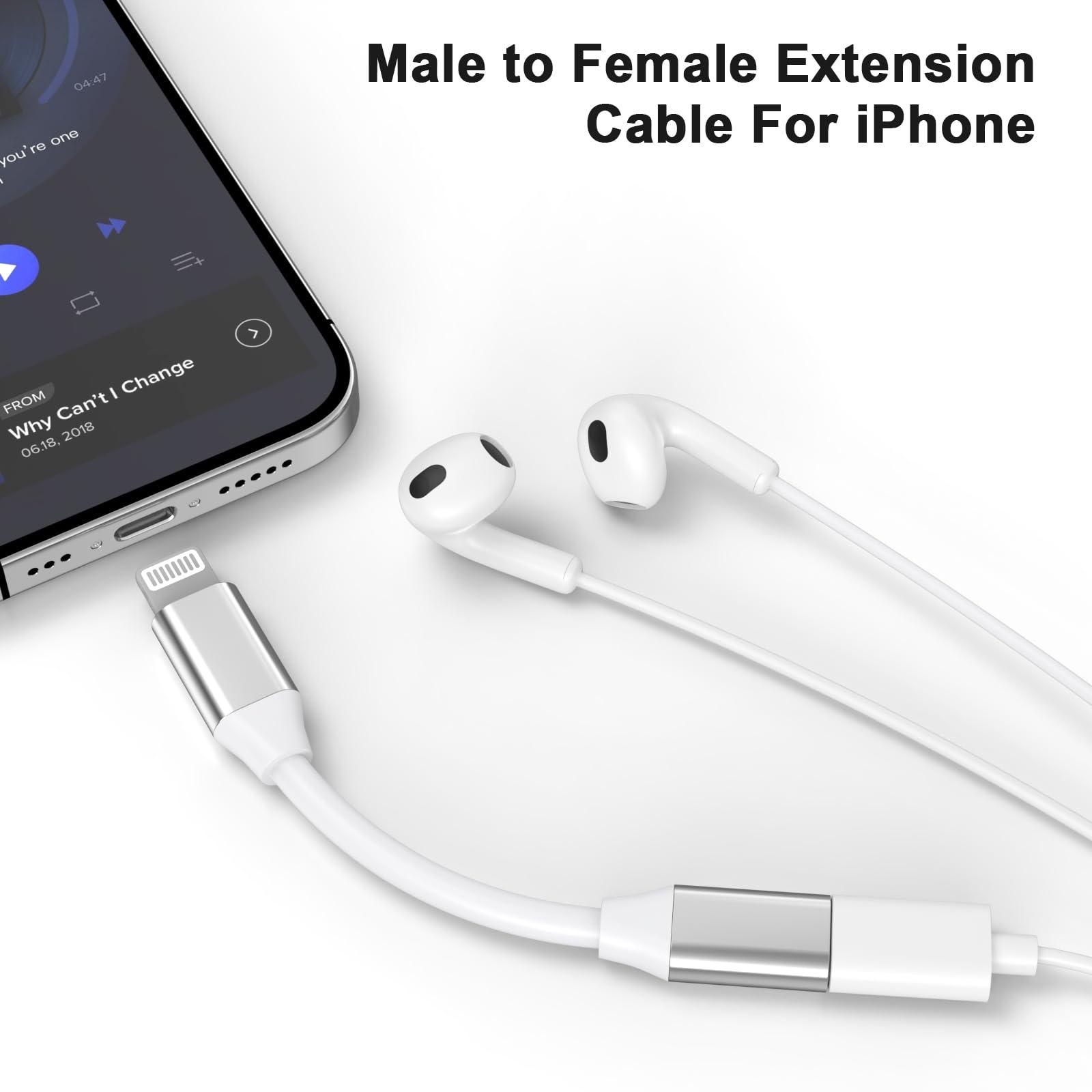 DESOFICON [Apple MFi Certified] 9cm Lightning Male to Lightning Female Charger Adapter,iPhone Extension Charging Adapter Cable Cord Connector Converter Dongle Compatible with iPhone 14 13 12 11 XS XR X 8 7 6