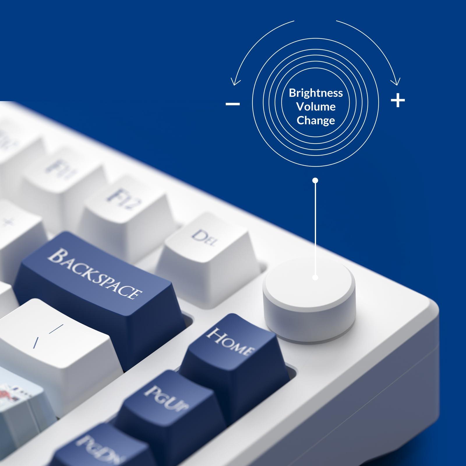 Akko Akko Gaming Keyboard Rapid Trigger with Magnetic Switches, 75% 8k Polling Rate Mechanical Hall Effect Keyboard with Knob MOD007B HE PC Santorini Wired/Wireless (Kailh Sakura Pink Magnetic Switch)