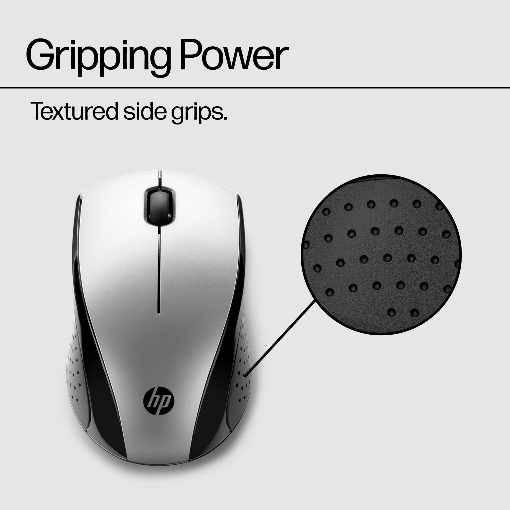 HP HP X3000 G3 Wireless Mouse Silver, up to 15-Month Battery,Scroll Wheel, Side Grips for Control, Travel-Friendly, Blue LED, Powerful 1600 DPI Optical Sensor, Win XP,8, 11 Compatible (683N9AA#ABL)