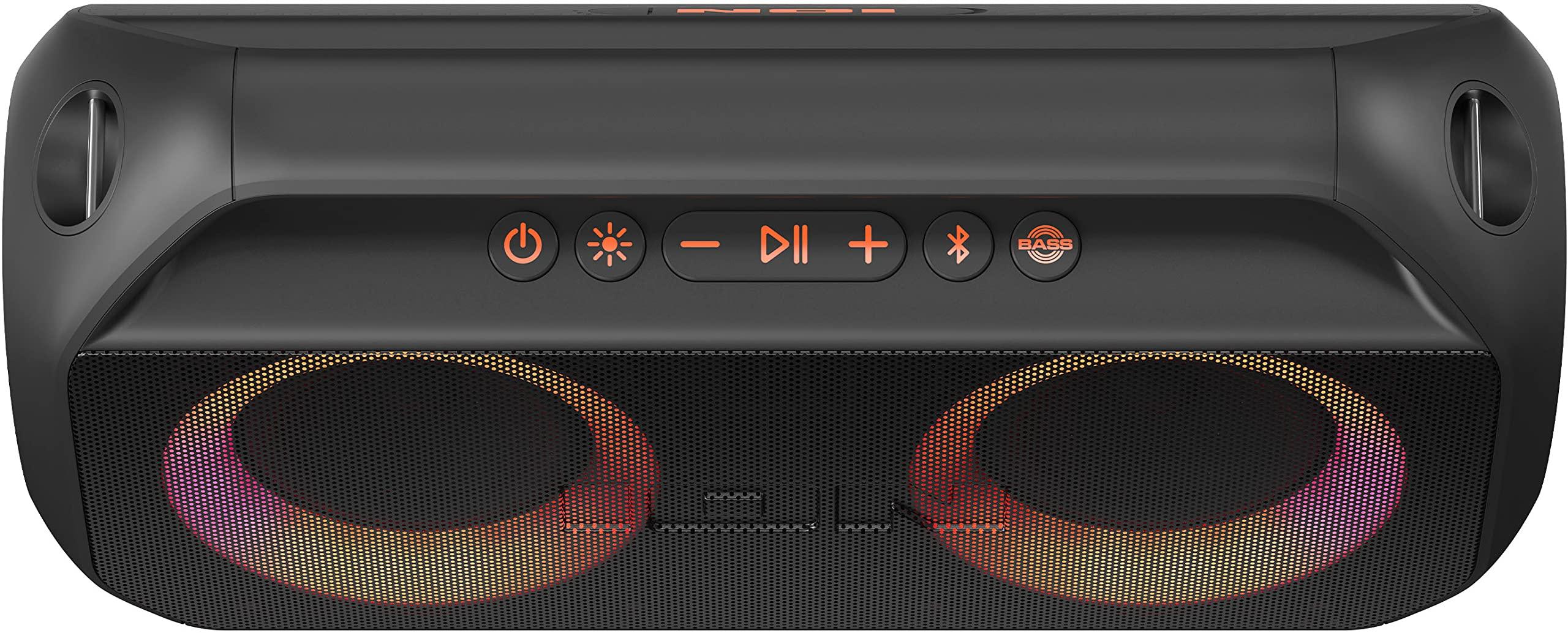Ion ION Audio Uber Boom Ultra - Water-Resistant Bluetooth Stereo Boombox with Lights (Renewed)