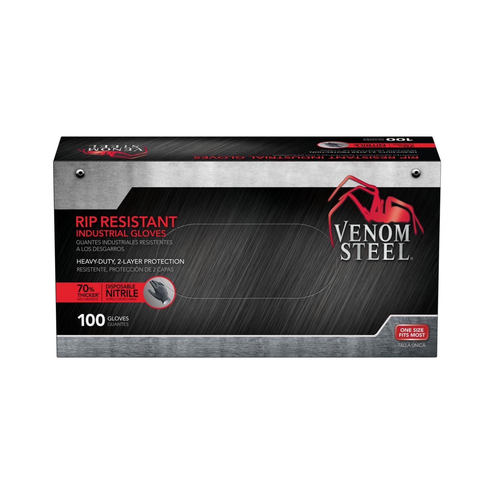 Venom Steel Venom Steel Industrial Nitrile Gloves, 6 mil, 2 Layer Rip Resistant, One Size Fits Most, 100 Count