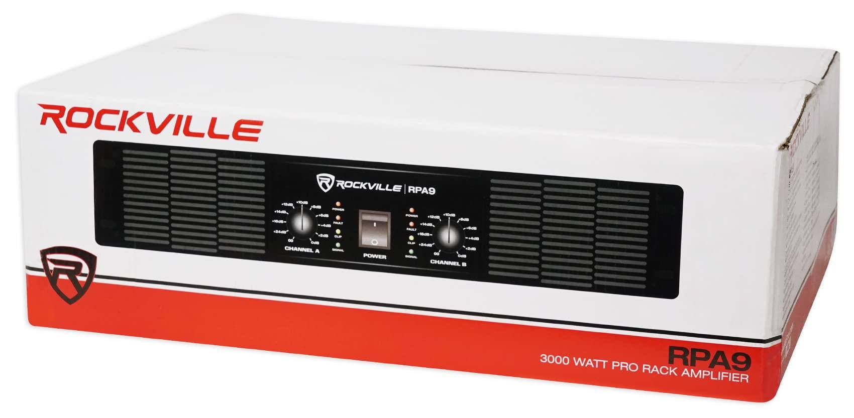 Rockville Rockville RPA9 3000W Peak / 800W RMS 2-Channel Power Amplifier, Rack Mountable - Perfect for Live Sound, Pro Audio, DJs