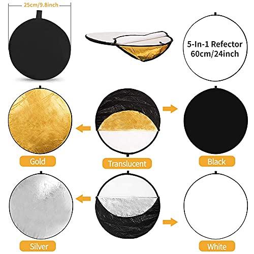 YICOE YICOE Softbox Lighting Kit with 60 cm Reflector Professional Continuous Studio Photography Equipment with 2 95W Bulbs 5500K for Filming Portrait Product Shooting Photography Video