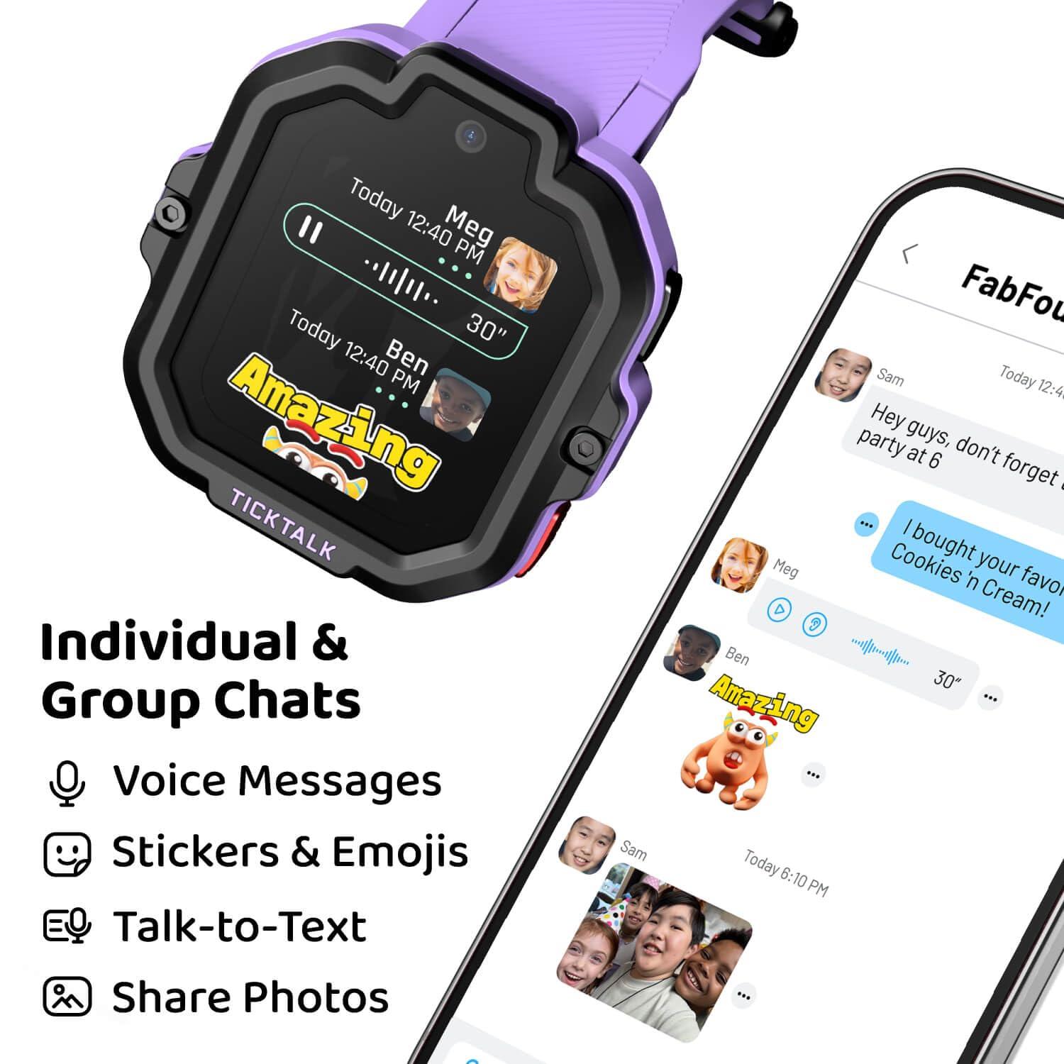 TickTalk TickTalk5 LTE Kids Smart Watch with GPS Tracker, Phone Watch, Advanced Parental Controls, Video & Voice Calls, Text, School Mode, Free Music, SOS & 911, Safety Alerts, Pre-Installed SIM