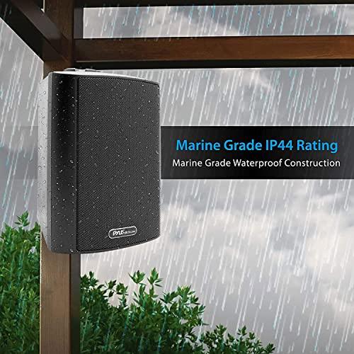 Pyle Pyle Audio Wall Mount 6.5 Inch Waterproof Bluetooth Indoor and Outdoor Speaker System Pair with Built In Digital Amplifier, Black