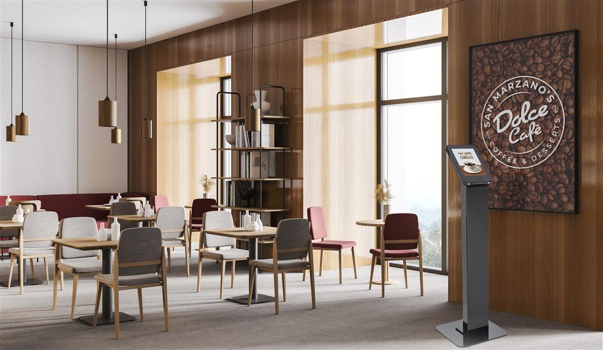 Displays2go Displays2go Navigator Series Tablet Floor Stand Compatible with iPad 10.2, Meets ADA Height and Reach - Black (ADAIP102BK)