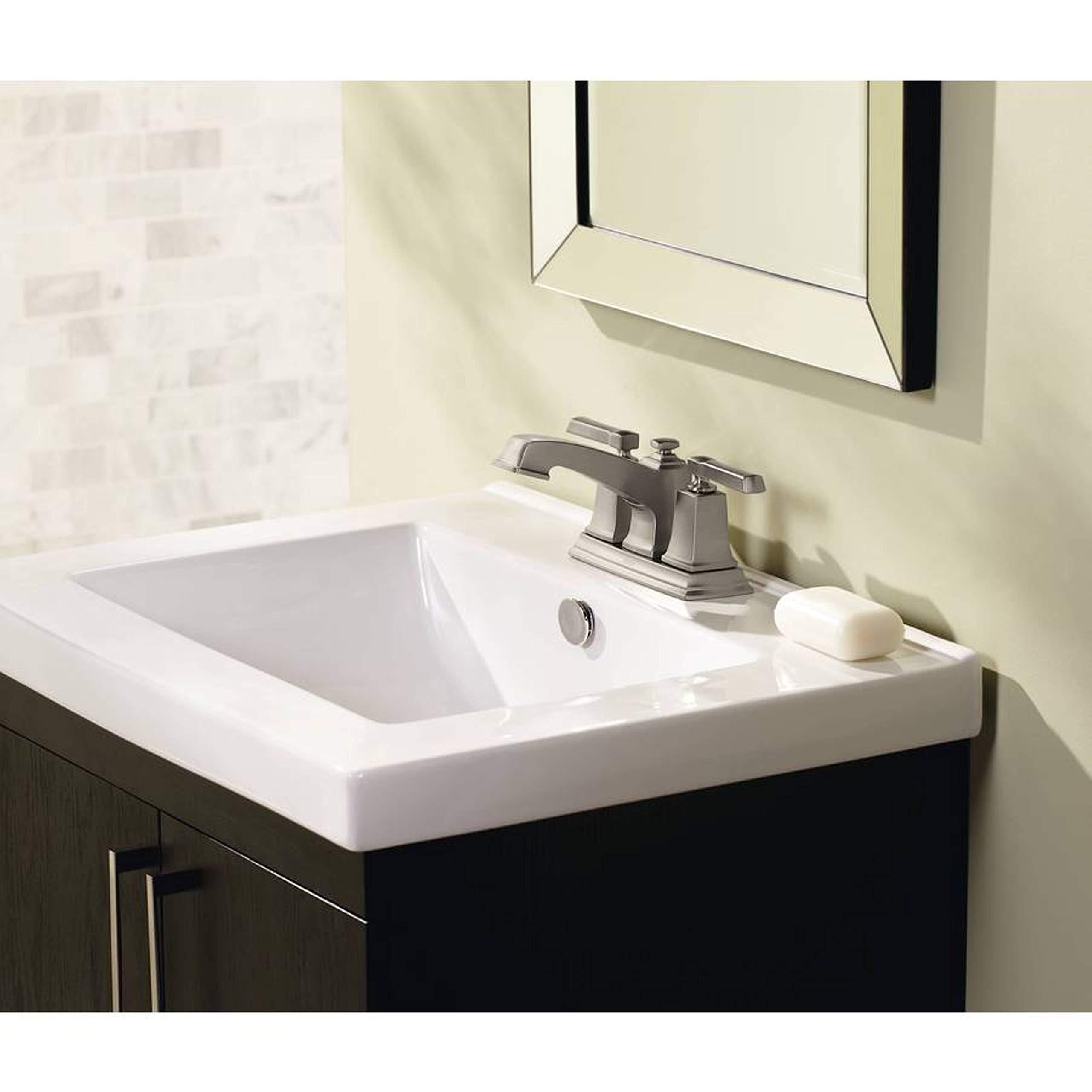 Moen Moen WS84800SRN Two-Handle Low Arc Bathroom Faucet, Spot Resist Brushed Nickel