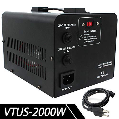 Yinleader Yinleader 2000W Voltage Converter Transformer(110V to 220V OR 220V to 110V) 2000 Watt Step Up/Down Converter 110/120 Volt - 220/240 Volt w/US Power Cord,Circuit Breaker Protection (VTUS-2000)