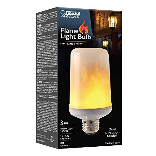 Feit Electric Feit Electric LED Light Bulbs, 3-Watt Non-Dimmable LED Bulb, Color Warm Light (1500K) 80 Lumen, T60 Flame Design LED Bulb
