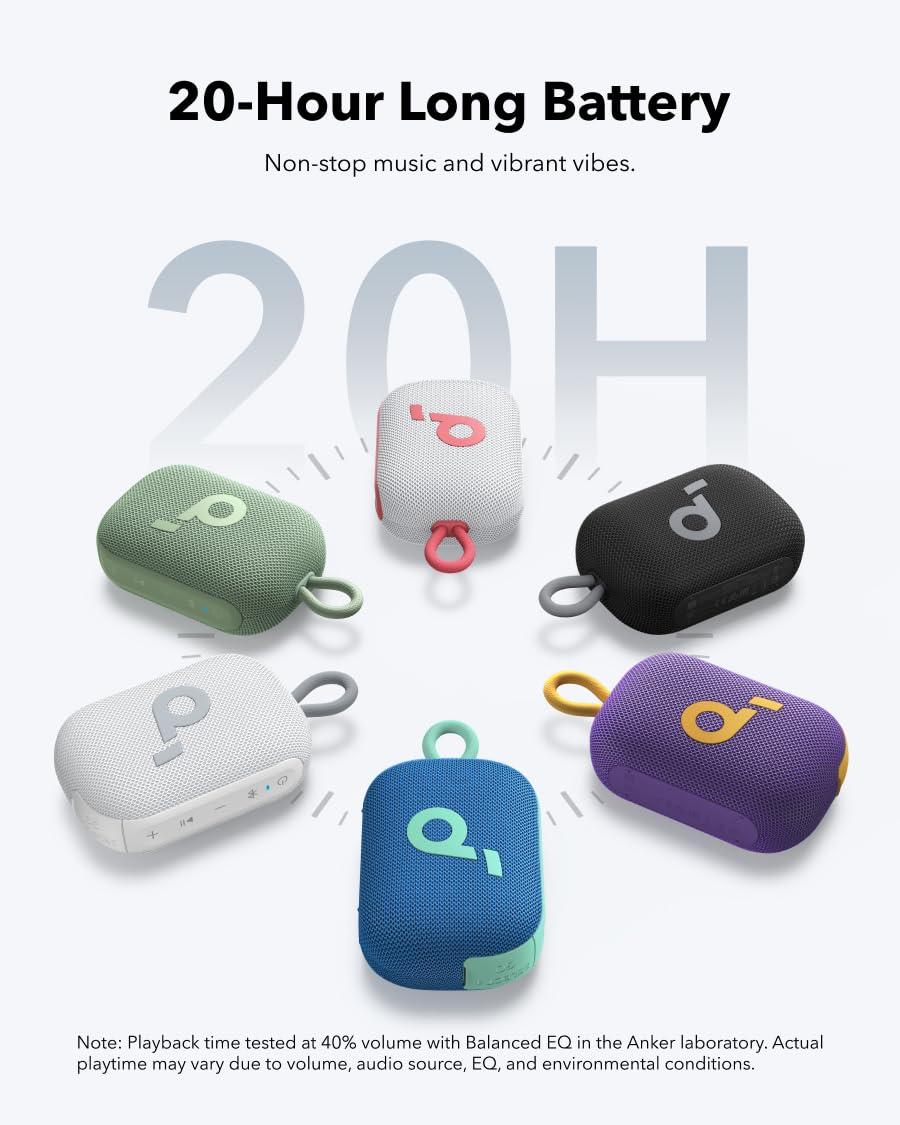 Soundcore soundcore Select 4 Go Bluetooth Shower Speaker by Anker, IP67 Waterproof/Dustproof, Portable, Wireless, 20H Playtime, Floatable, Powerful Sound, Electronics for Outdoors/Home/Office/Travel/Party-White