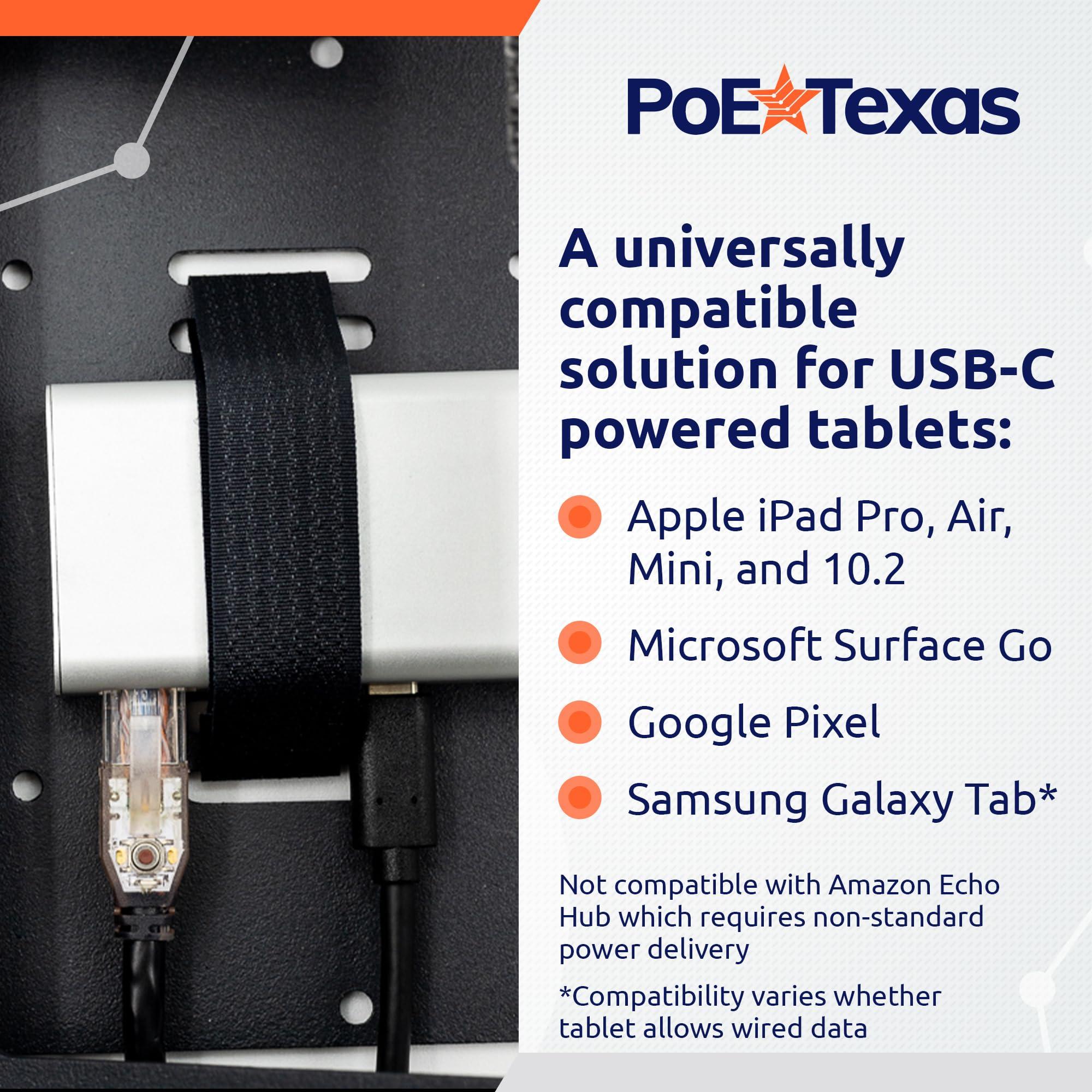 PoE Texas PoE+ to USBC Power Delivery Compatible with Tablet Computers Like iPad Pro Gen 3, Microsoft Surface Go, Google Pixel, and More (USB-C Power Compatible w/iPad Pro) (Gigabit Power + Data 2)