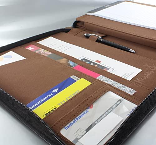 KHOMO KHOMO Universal Padfolio Case - Portfolio Organizer for Tablet 8.5 up to 11 inch –PU Leather Notebook Pad Holder Folder for iPad, Air, Pro & Others