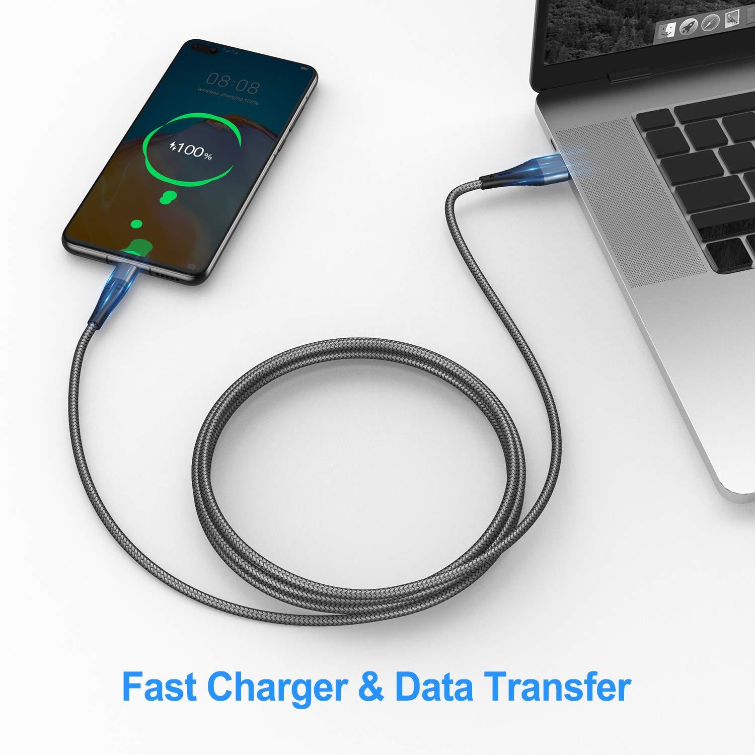 SMALLElectric Micro USB Cable 10ft Android Phone Charger 2-Pack Extra Long Nylon Braided Fast Durable Charging Cord for Samsung Galaxy S7 S6 Edge J7 S5,Note 5 4,LG,HTC,Sony,Xbox One, PS4,Kindle,MP3,Tablet(Gray)