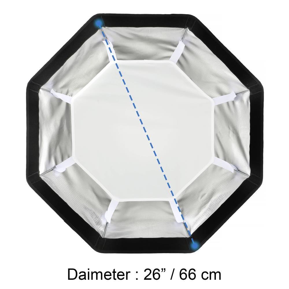 Angler Angler Boombox Octagonal Softbox (26") with Bowens Mount Premium Silver Interior, Removable Diffuser, Collapsible Perfect for Monolights, Strobes, LED Lights, for Professional Studio Photography