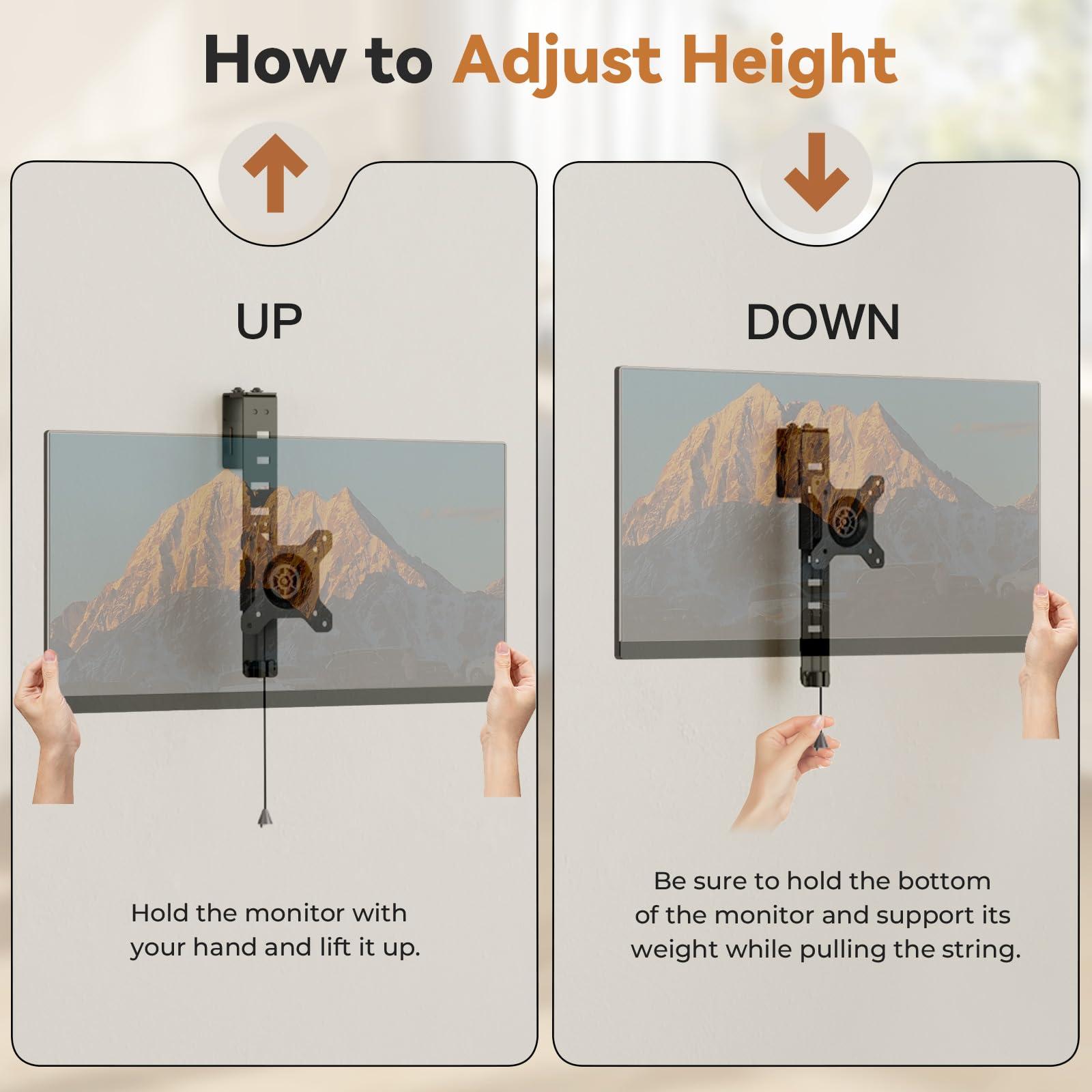 JOY worker JOY Worker Cubicle Monitor Mount - Height Adjustable Hanging Mount, 13"-34" Cubicle Monitor Hanger, VESA 75*75/100*100mm, Clamp Hook Top Holds Up to 17.6 lbs, Black