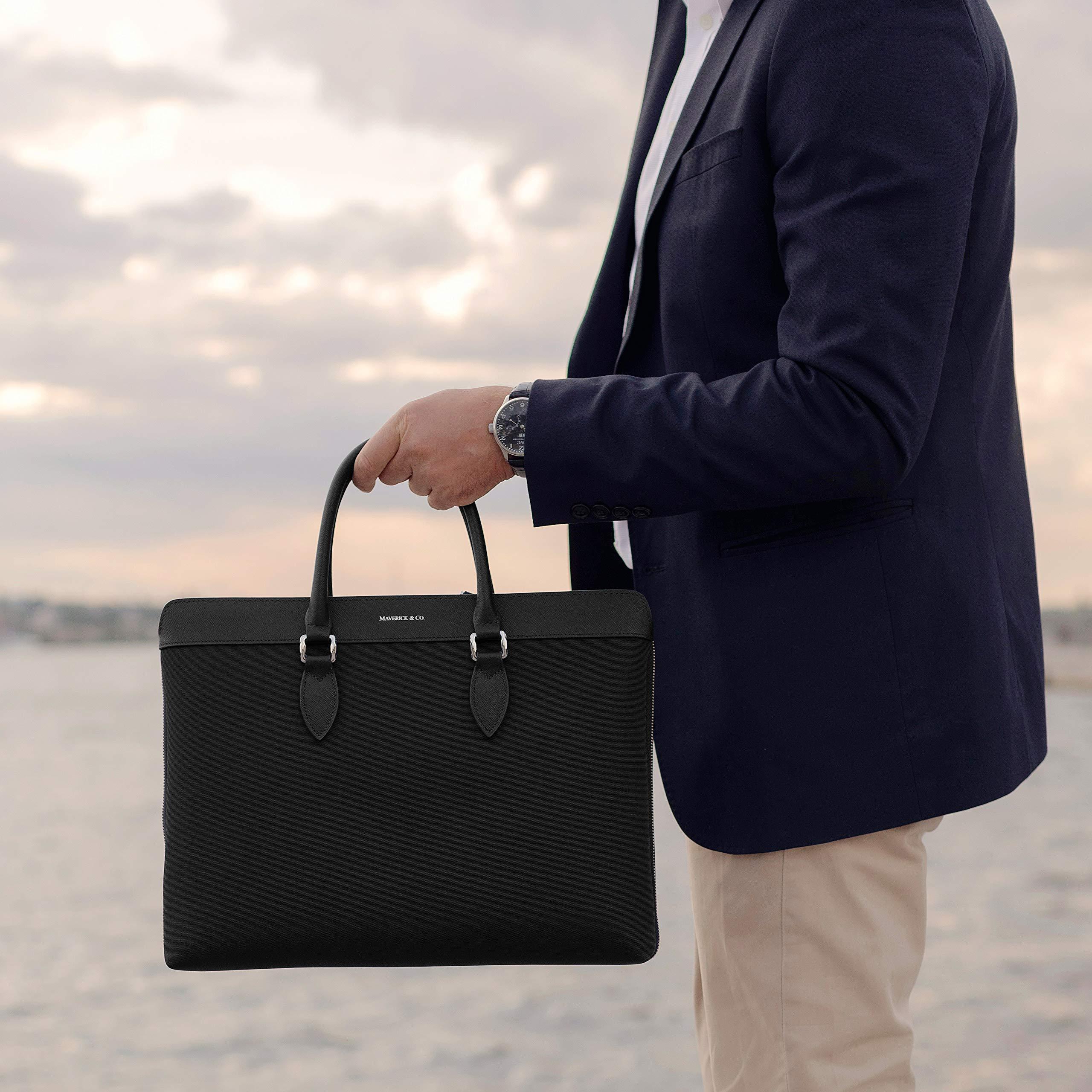 Maverick & Co. Maverick & Co. Alpha Leather-Trimmed Briefcase (Black)