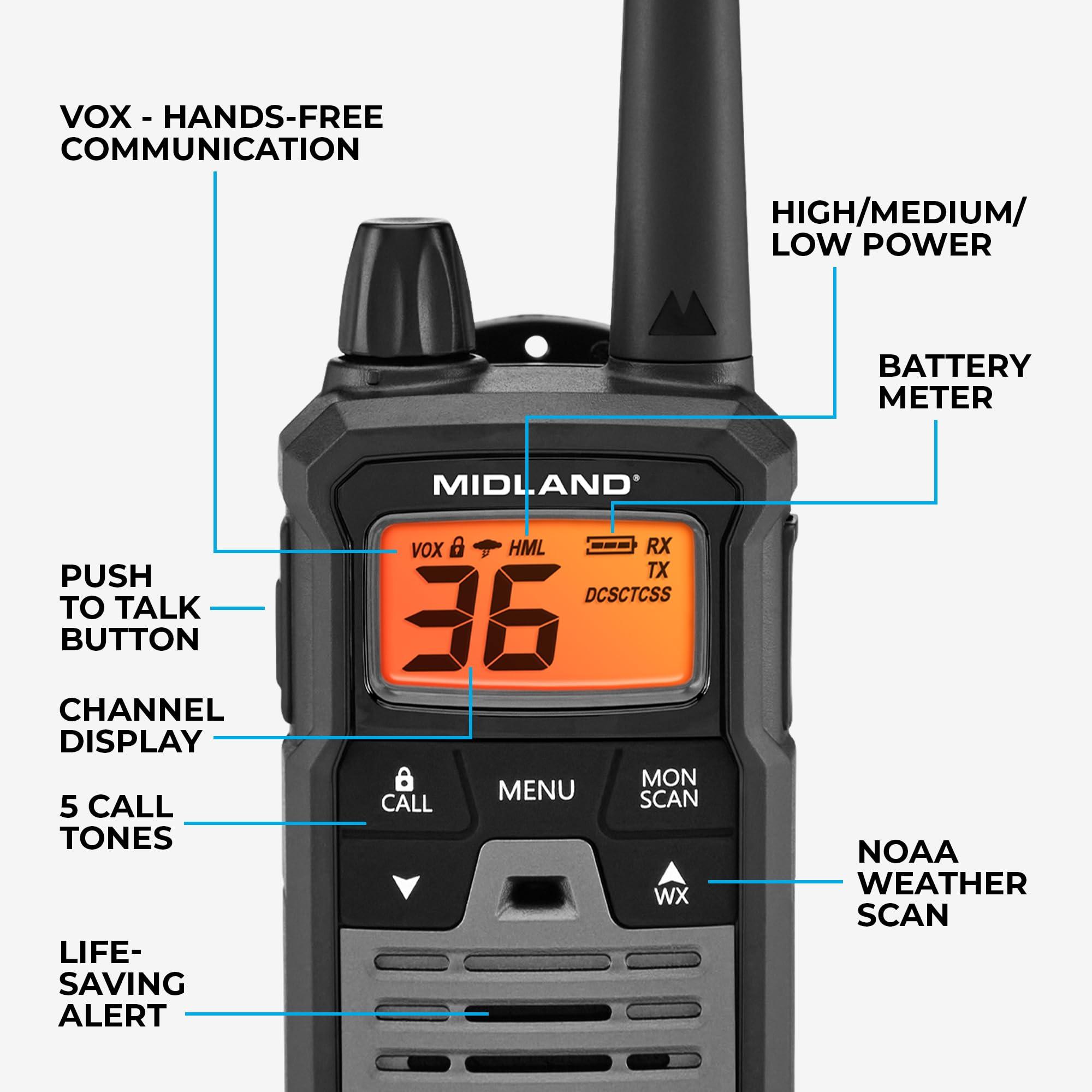 Midland Midland T290VP4 High-Powered GMRS Two-Way Radios | Long-Range Communication with 36 Channels & 121 Privacy Codes | Durable, Water-Resistant Design for Outdoor Adventures